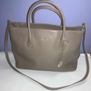 Furla textured leather tote shoulder bag with crossbody strap